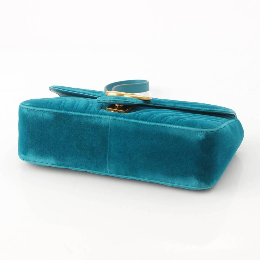 Gucci GG Marmont Velvet Chain Shoulder Bag Green - Picture 5 of 10